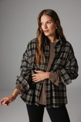 KOSZULA ANA CZARNO- SZARA M - Flawless. Czarne koszule Flawless, m, bez wzorów, z bawełny, klasyczne, bez kołnierzyka, bez ramiączek. Za 579.00 zł.