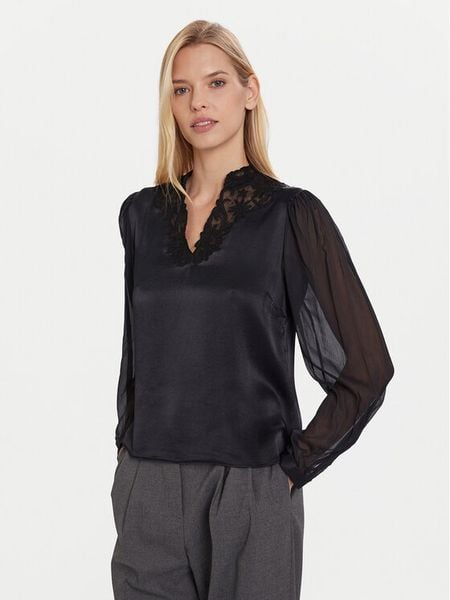 TWINSET Bluzka 252TT2243 Czarny Regular Fit. Czarne bluzki Twinset, bez wzorów, z wiskozy, bez kołnierzyka, bez ramiączek. Za 1,259.00 zł.