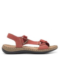 Sandały Go Soft. Czerwone sandały GO SOFT, bez wzorów, bez obcasa, na płaskiej podeszwie, bez zapięcia. Za 159.99 zł.