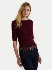 LAUREN RALPH LAUREN Bluzka 200654963086 Bordowy Slim Fit. Czerwone bluzki Lauren Ralph Lauren, xxl, bez wzorów, z bawełny, bez kołnierzyka, bez ramiączek. Za 279.99 zł.