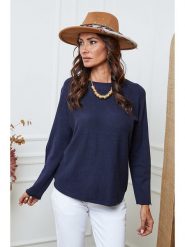 So Cachemire Sweter "Ianaz" w kolorze granatowym rozmiar: XL. Niebieskie swetry So Cachemire, xl, bez wzorów, ze splotem, bez ramiączek. Za 135.49 zł.