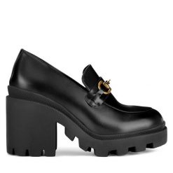 Półbuty Badura. Czarne półbuty wsuwane Badura, bez wzorów, bez obcasa, na obcasie. Za 265.99 zł.