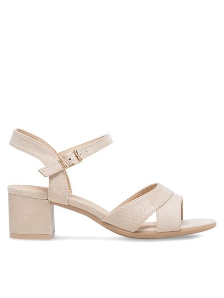 Clara Barson Sandały WS5695-01 Beżowy. Brązowe sandały Clara Barson, bez wzorów, z materiału, bez obcasa, na słupku, bez zapięcia. Za 99.99 zł.