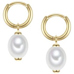 Rafaela Donata Kolczyki z Srebra Sterling w zlocie z perla muszlowa 1 ct Damski. Białe kolczyki Rafaela Donata, z perłą, pozłacane. Za 219.99 zł.