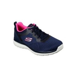 Buty sportowe Sneakersy damskie, Skechers Bountiful-Quick Path. Niebieskie buty sportowe lifestyle Skechers, bez wzorów, z tkaniny, bez zapięcia, trekkingowe, skechers sport. Za 199.99 zł.