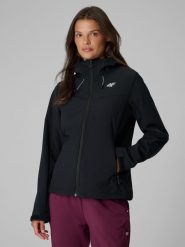 4F Kurtka softshell wiatroodporna damska - czarny L. Czarne kurtki przejściowe sportowe 4f, l, bez wzorów, z softshellu, bez kaptura. Za 299.99 zł.