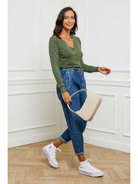 Soft Cashmere Kardigan w kolorze khaki rozmiar: 38/40. Brązowe swetry Soft Cashmere, bez wzorów, z kaszmiru, klasyczne, bez ramiączek. Za 120.95 zł.