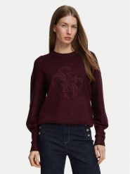 Guess Sweter W6BR52 Z1453 Bordowy Regular Fit. Czerwone swetry Guess, m, z aplikacjami, bez ramiączek. Za 434.99 zł.
