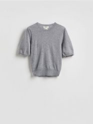 Wełniany sweter - jasnoszary. Szare swetry Reserved, l, bez wzorów, z dzianiny, bez ramiączek. Za 199.99 zł.