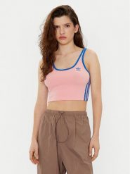 Adidas Top adicolor 3-Stripes JP2293 Różowy Slim Fit. Czerwone topy adidas, l, bez wzorów, z bawełny, bez kołnierzyka, bez ramiączek. Za 89.99 zł.