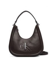 Calvin Klein Torebka Bold Ck Small Crescent Bag LV04F3561G Brązowy ciemny. Brązowe torebki klasyczne Calvin Klein, bez wzorów, ze skóry, bez dodatków. Za 409.99 zł.