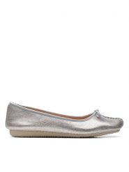 Clarks Skórzane baleriny "Freckle Ice" w kolorze srebrnym rozmiar: 41. Szare baleriny Clarks, bez wzorów, bez obcasa, bez zapięcia. Za 187.06 zł.