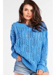 Awama Sweter w kolorze niebieskim rozmiar: onesize. Niebieskie swetry Awama, bez wzorów, bez ramiączek. Za 105.88 zł.
