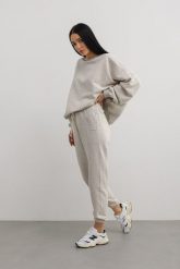 Spodnie dresowe typu jogger w kolorze SILVER MOON - DRIPS-XS. Szare spodnie dresowe Marsala, bez wzorów, z bawełny. Za 259.90 zł.