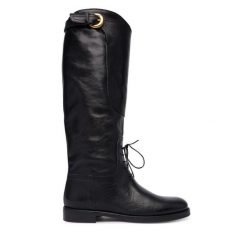 Oficerki Weekend Max Mara. Czarne kozaki Weekend Max Mara, bez wzorów, bez obcasa, na płaskiej podeszwie, bez zapięcia. Za 2,429.00 zł.