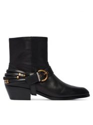 PINKO Botki Jane 07 SD0557P001 Czarny. Czarne botki Pinko, bez wzorów, ze skóry, bez obcasa, na słupku, bez zapięcia. Za 1,399.00 zł.