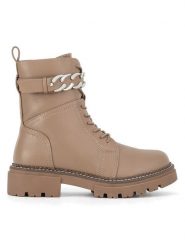 JENNY Botki WS5579-12 Beżowy. Brązowe botki Jenny, bez wzorów, bez obcasa, na płaskiej podeszwie, bez zapięcia. Za 189.99 zł.