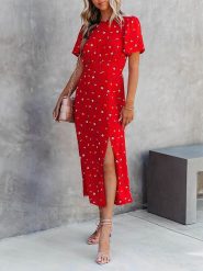 Milan Kiss Sukienka w kolorze czerwono-biało-żółtym rozmiar: S. Czerwone sukienki Milan Kiss, s, bez wzorów, bez kołnierzyka, bez ramiączek, maxi. Za 145.60 zł.