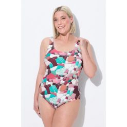 Damskie Strój kąpielowy mozaika bez miękkich miseczek okrągły dekolt. Niebieskie stroje jednoczęściowe Ulla Popken, bez wzorów, z elastanu, sportowe. Za 199.99 zł.