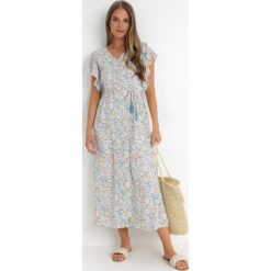 Miętowa Sukienka Lanby. Zielone sukienki Born2be, na imprezę, l, z aplikacjami, eleganckie, bez kołnierzyka, bez ramiączek, maxi. Za 139.99 zł.