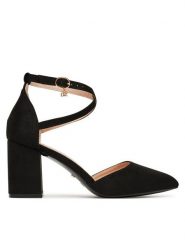 DeeZee Czółenka DZ0068 Czarny. Czarne czółenka DeeZee, bez wzorów, z materiału, bez obcasa, bez zapięcia. Za 139.99 zł.