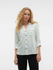 Vero Moda Koszula w kolorze jasnozielono-białym rozmiar: S. Białe koszule Vero Moda, s, bez wzorów, bez kołnierzyka, bez ramiączek. Za 44.19 zł.