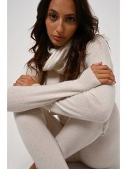 AUTHENTIC CASHMERE Kaszmirowy sweter "Etret" w kolorze kremowym rozmiar: L. Brązowe swetry AUTHENTIC CASHMERE, l, bez wzorów, z kaszmiru, bez ramiączek. Za 246.53 zł.