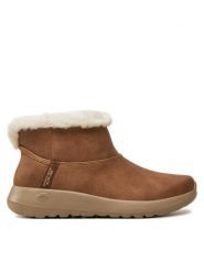 Skechers Botki On-the-GO Joy 144800/CSNT Brązowy. Brązowe botki Skechers, bez wzorów, ze skóry, bez obcasa, na płaskiej podeszwie, bez zapięcia. Za 249.99 zł.