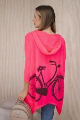 Bluza z nadrukiem roweru różowy neon. Czerwone bluzy KESI, l, bez wzorów, z bawełny, bez ramiączek, z kapturem. Za 218.51 zł.