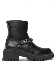 DeeZee Botki H13073A-4 Czarny. Czarne botki DeeZee, bez wzorów, ze skóry, bez obcasa, na płaskiej podeszwie, bez zapięcia. Za 119.99 zł.