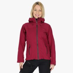 Kurtka damska trekkingowa wodoodporna Himalaya Shell Jacket. Czerwone kurtki SWEDEMOUNT, bez wzorów, bez kaptura. Za 899.99 zł.