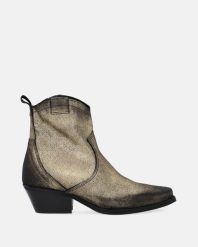 SKÓRZANE KOWBOJKI DAMSKIE DX380 POL ORO-NE. Botki Venezia, bez wzorów, ze skóry, bez obcasa, bez zapięcia. Za 559.00 zł.