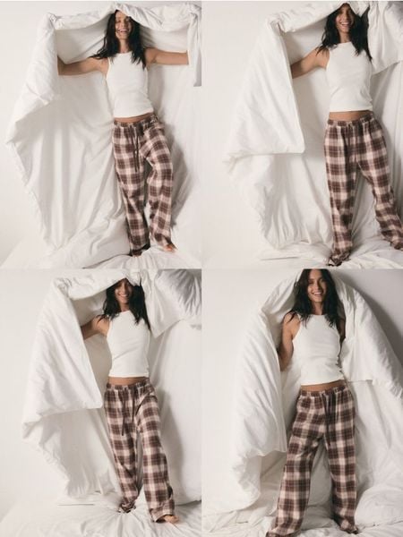 Spodnie piżamowe - brązowy. Brązowe piżamy Reserved, l, bez wzorów, z bawełny, bez kołnierzyka, bez ramiączek. Za 79.99 zł.