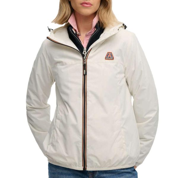 Damska wiatrówka Superdry Essential Tri. Białe kurtki przeciwdeszczowe Superdry, l, bez wzorów, z materiału, bez kaptura, trekkingowe. Za 431.35 zł.