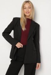 Czarna Taliowana Marynarka VICES z Usztywnionymi Ramionami Aravita. Czarne marynarki i żakiety Born2be, l, bez wzorów, eleganckie, bez ramiączek. Za 179.99 zł.