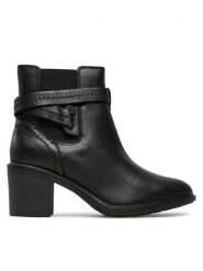 Clarks Botki Scene Star 261674624 Czarny. Czarne botki Clarks, bez wzorów, ze skóry, retro, bez obcasa, na słupku, bez zapięcia. Za 299.99 zł.
