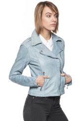 DAMSKA KURTKA SKÓRZANE TOM TAILOR COLORED LEATHER JACKET. Niebieskie kurtki Tom Tailor, m, bez wzorów, ze skóry, vintage, bez kaptura. Za 559.99 zł.