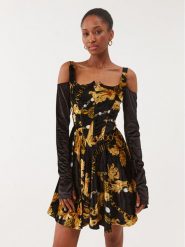 Versace Jeans Couture Sukienka koktajlowa 75HAO914 Czarny Regular Fit. Czarne sukienki Versace Jeans Couture, bez wzorów, z jeansu, wizytowe, bez kołnierzyka, bez ramiączek. Za 5,169.00 zł.