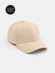 Czapka z daszkiem z domieszką wiskozy i lnu - beżowy. Brązowe czapki z daszkiem Sinsay, bez wzorów, z wiskozy. Za 15.99 zł.