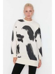 Trendyol Bluza w kolorze kremowo-czarnym rozmiar: XL. Brązowe bluzy Trendyol, xl, bez wzorów, bez ramiączek, bez kaptura. Za 73.99 zł.