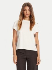 Tommy Hilfiger T-Shirt Gold Button WW0WW47455 Écru Regular Fit. T-shirty Tommy Hilfiger, m, bez wzorów, z bawełny, bez kołnierzyka, bez ramiączek. Za 159.99 zł.