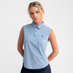 Koszulka polo golf techiczna damska Llorea. Niebieskie swetry SIROKO, xl, bez wzorów, z materiału, klasyczne, bez ramiączek. Za 169.00 zł.