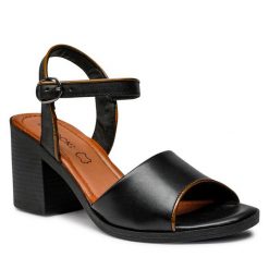 Sandały Lasocki. Czarne sandały Lasocki, bez wzorów, bez obcasa, na słupku, bez zapięcia. Za 199.99 zł.
