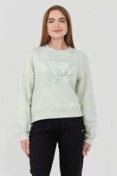 GUESS Miętowa damska bluza Icon, Rozmiar M. Zielone bluzy Guess, m, z aplikacjami, bez ramiączek, bez kaptura. W wyprzedaży za 331.99 zł.