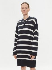 Tommy Hilfiger Sukienka dzianinowa WW0WW39931 Granatowy Relaxed Fit. Niebieskie sukienki Tommy Hilfiger, xxs, bez wzorów, z dzianiny, bez kołnierzyka, bez ramiączek. Za 849.99 zł.