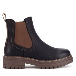 Botki Clara Barson. Czarne botki Clara Barson, bez wzorów, bez obcasa, na płaskiej podeszwie, bez zapięcia. Za 127.99 zł.
