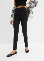 Legginsy termiczne high waist, z szerokim, wygodnym paskiem. Czarne legginsy bonprix, bez wzorów. Za 107.99 zł.