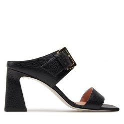 Klapki Pollini. Czarne klapki Pollini, bez wzorów, bez obcasa, bez zapięcia. Za 1,779.00 zł.