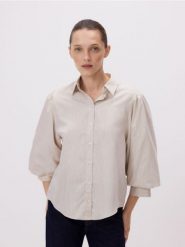 Koszula z bufiastymi rękawami - wielobarwny. Koszule Reserved, l, bez wzorów, z bawełny, bez kołnierzyka, bez ramiączek. Za 129.99 zł.