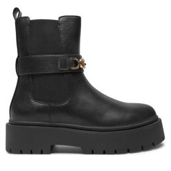 Sztyblety TWINSET. Czarne botki Twinset, bez wzorów, bez obcasa, na płaskiej podeszwie, bez zapięcia. Za 679.99 zł.